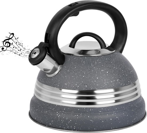 Grey whistling tea kettle - grey, 3l